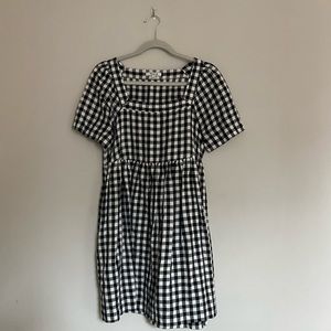 Madewell Allie Linen Blend Dress, Small, Black and White Gingham